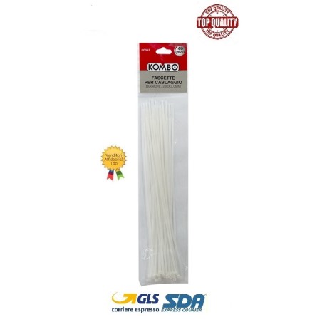 FASCETTE CABLAGGIO TRASPARENTI 280MM X 3MM IN BUSTA DI NYLON TRASPARENTE, 40 PEZZI