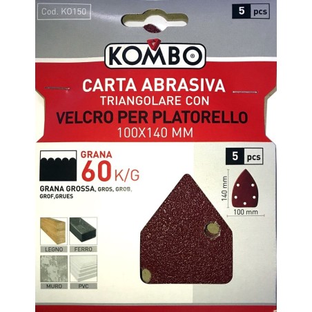 KOMBO SET 5 RICAMBI CARTA ABRASIVA A GOCCIA GRANA 60 PER LEVIGATRICI DI PRECISIONE