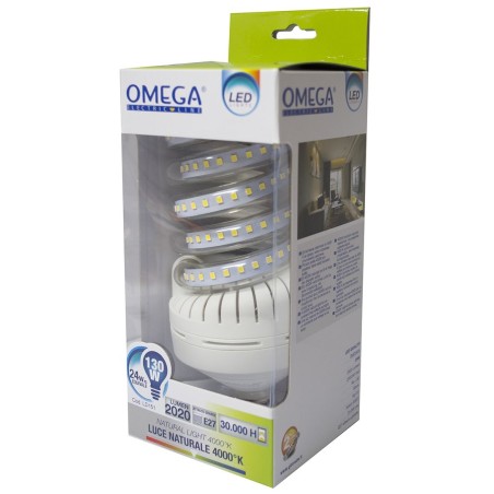 OMEGA SPIRALE LED 24W 4000k 2020LM ATTACCO GRANDE E27 A+ LUCE NATURALE