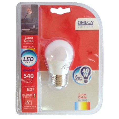 SFERA LED G45 6W ATTACCO GRANDE E27 3000K 480LM A+ LUCE CALDA