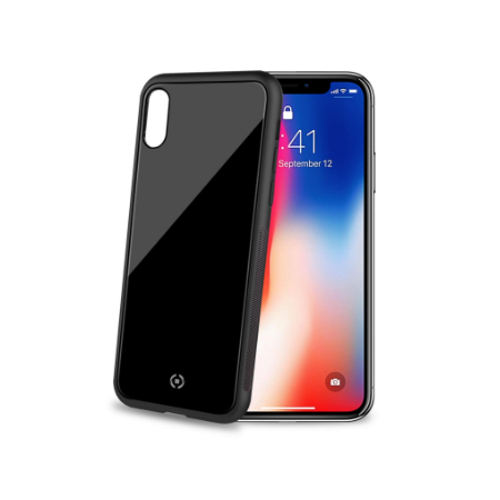 CELLY DIAMOND CUSTODIA  PER IPHONE X IN  VETRO TEMPERATO NERO