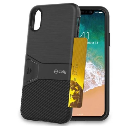 CELLY POCKET COVER PER IPHONE 8 COLORE NERO CON PORTA CARTE