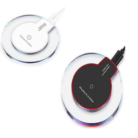 2 PEZZI DI  FANTASY WIRELESS CHARGER CARICABATTERIA AD INDUZIONE FAST CHARGER COLORE NERO E BIANCO