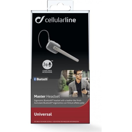 CELLULAR LINE AURICOLARE BLUETOOTH ERGONOMICO CON FINITURE EFFETTO PELLE